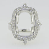 Sterling Silver Semi Mount Ring Setting Cushion CU 18X13mm White Topaz 6051 - Syzjewelry